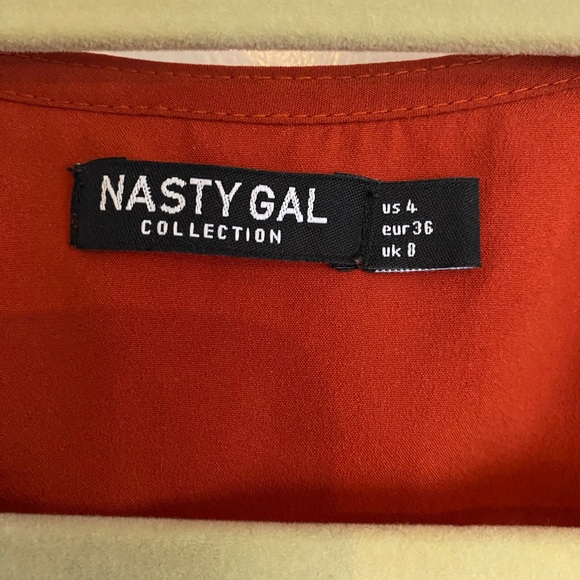 Nasty Gal orange floral trim wide leg jumpsuit - Picture 4 of 6